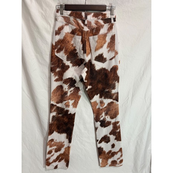 WeWoreWhat Cow Print Jeans Women's Size 25 Brown and White Straight Leg Denim - Picture 2 of 7